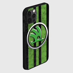 Чехол для iPhone 12 Pro Skoda Green Logo Z, цвет: 3D-черный — фото 2