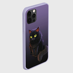 Чехол для iPhone 12 Pro Черный кот на фиолетовом, цвет: 3D-светло-сиреневый — фото 2