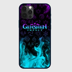 Чехол iPhone 12 Pro GENSHIN IMPACT НЕОНОВЫЙ ОГОНЬ