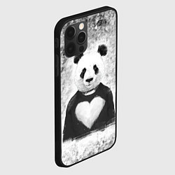 Чехол для iPhone 12 Pro Панда Любовь Сердце Меланж, цвет: 3D-черный — фото 2