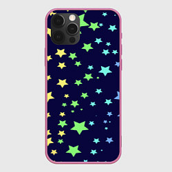 Чехол для iPhone 12 Pro Звезды, цвет: 3D-малиновый