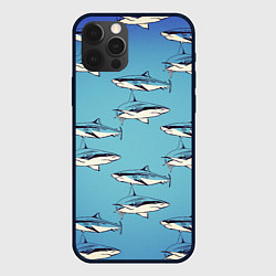 Чехол для iPhone 12 Pro Акулы Паттерн, цвет: 3D-черный
