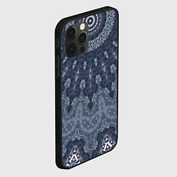 Чехол для iPhone 12 Pro Серый восточный орнамент мандала, цвет: 3D-черный — фото 2