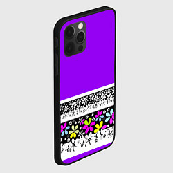 Чехол для iPhone 12 Pro Яркий фиолетовый цветочный, цвет: 3D-черный — фото 2