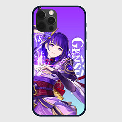 Чехол для iPhone 12 Pro Genshin Impact, Сёгун Райдэн, цвет: 3D-черный