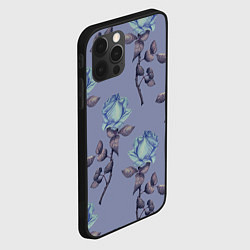 Чехол для iPhone 12 Pro Голубые розы, цвет: 3D-черный — фото 2