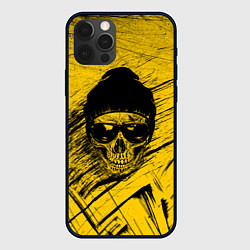Чехол для iPhone 12 Pro Череп Хипстер Гранж Брызги, цвет: 3D-черный