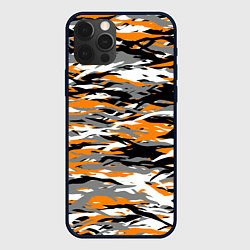 Чехол для iPhone 12 Pro Тигровый камуфляж, цвет: 3D-черный