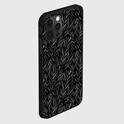 Чехол для iPhone 12 Pro Растительный орнамент черно-белый, цвет: 3D-черный — фото 2