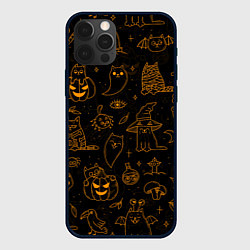 Чехол для iPhone 12 Pro ХЕЛЛОУИН ПАТТЕРН КОТИКИ HALLOWEEN KITTY, цвет: 3D-черный