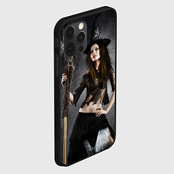 Чехол для iPhone 12 Pro Милая ведьма с метлой, цвет: 3D-черный — фото 2