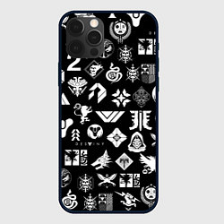 Чехол для iPhone 12 Pro DESTINY 2 PATTERN GAME LOGO ДЕСТИНИ 2 ПАТТЕРН СИМВ, цвет: 3D-черный