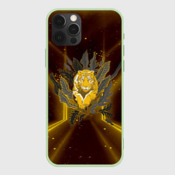 Чехол для iPhone 12 Pro Золотой тигр 2022, цвет: 3D-салатовый