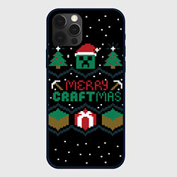 Чехол для iPhone 12 Pro MINECRAFT CHRISTMAS, цвет: 3D-черный