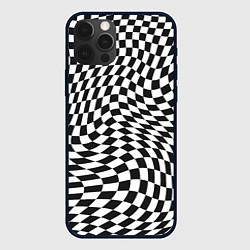 Чехол для iPhone 12 Pro Черно-белая клетка Black and white squares, цвет: 3D-черный