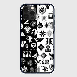 Чехол для iPhone 12 Pro DESTINY LOGOBOMBING ЧЁРНО БЕЛОЕ, цвет: 3D-черный