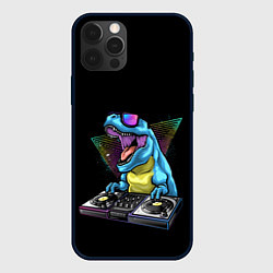 Чехол для iPhone 12 Pro Динозавр ди-джей, цвет: 3D-черный