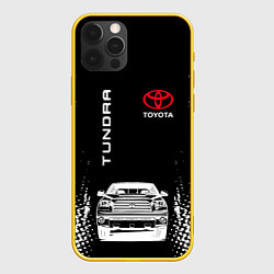 Чехол для iPhone 12 Pro Toyota Tundra Следы шин, цвет: 3D-желтый
