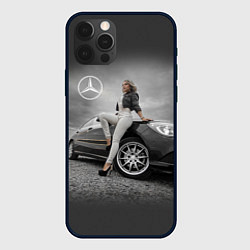 Чехол для iPhone 12 Pro Девушка за рулем Мерседеса, цвет: 3D-черный