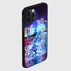 Чехол для iPhone 12 Pro Плывущий неоновый тигр, цвет: 3D-черный — фото 2