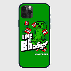 Чехол для iPhone 12 Pro LIKE A BOSS Minecraft Creepe, цвет: 3D-черный