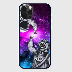 Чехол для iPhone 12 Pro Космонавт и водолаз - сотворение, цвет: 3D-черный
