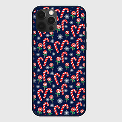 Чехол для iPhone 12 Pro Christmas Candy, цвет: 3D-черный