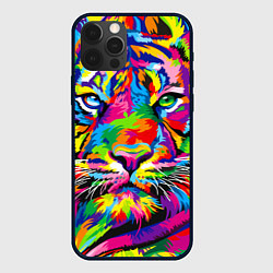 Чехол для iPhone 12 Pro Тигр в стиле поп-арт, цвет: 3D-черный