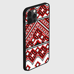 Чехол для iPhone 12 Pro Русский узор, геометрическая вышивка, цвет: 3D-черный — фото 2