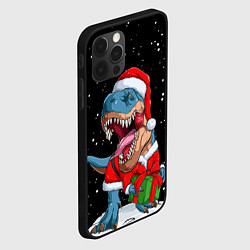 Чехол для iPhone 12 Pro Новогодний Динозавр, цвет: 3D-черный — фото 2