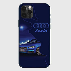 Чехол для iPhone 12 Pro AUDI лого, цвет: 3D-черный