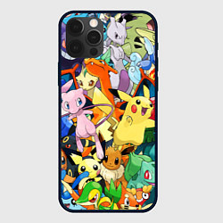 Чехол для iPhone 12 Pro АНИМЕ, ПОКЕМОНЫ ВСЕ ПЕРСОНАЖИ POKEMON, цвет: 3D-черный