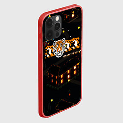 Чехол для iPhone 12 Pro Ночной новогодний город 2022 год тигра, цвет: 3D-красный — фото 2