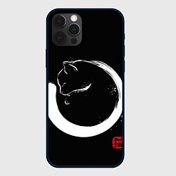 Чехол для iPhone 12 Pro Кошечка спит на тебе Инь Янь, цвет: 3D-черный