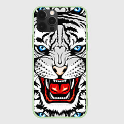 Чехол для iPhone 12 Pro БЕЛЫЙ ТИГР СИМВОЛ НОВОГО ГОДА 2022 WHITE TIGER, цвет: 3D-салатовый