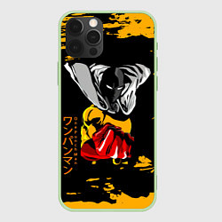 Чехол для iPhone 12 Pro Сайтама грозит кулаком One Punch-Man, цвет: 3D-салатовый