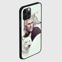 Чехол для iPhone 12 Pro Ведьмак и белые волки, цвет: 3D-черный — фото 2