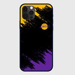 Чехол для iPhone 12 Pro LAKERS БРЫЗГИ КРАСОК, цвет: 3D-черный