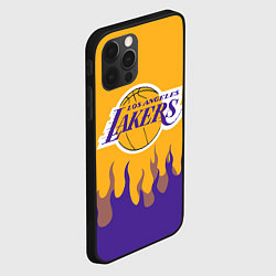 Чехол для iPhone 12 Pro LA LAKERS NBA FIRE ЛЕЙКЕРС ОГОНЬ, цвет: 3D-черный — фото 2