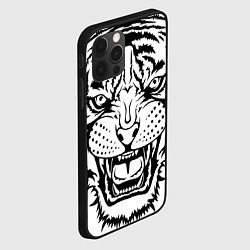 Чехол для iPhone 12 Pro БЕЛЫЙ ТИГР СИЛУЭТ, СИМВОЛ 2022 ГОДА, цвет: 3D-черный — фото 2