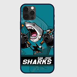 Чехол для iPhone 12 Pro San Jose Sharks, Сан Хосе Шаркс, цвет: 3D-черный