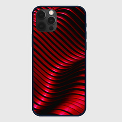 Чехол для iPhone 12 Pro Волны красного металла, цвет: 3D-черный