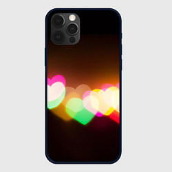 Чехол для iPhone 12 Pro Горящие сердца всех цветов радуги, цвет: 3D-черный