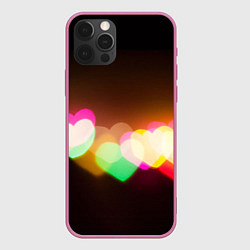 Чехол для iPhone 12 Pro Горящие сердца всех цветов радуги, цвет: 3D-малиновый