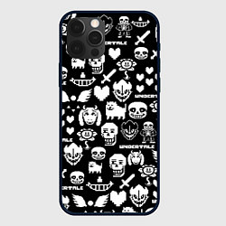 Чехол для iPhone 12 Pro UNDERTALE PATTERN БЕЛЫЙ, цвет: 3D-черный