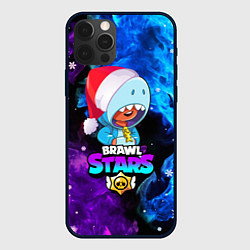 Чехол для iPhone 12 Pro LEON SHARK НОВОГОДНИЙ BRAWL STARS НЕОНОВЫЙ ОГОНЬ, цвет: 3D-черный