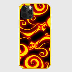 Чехол для iPhone 12 Pro ОГНЕННОЕ ТАТУ ДРАКЕНА DRAKEN FIRE TATTOO, цвет: 3D-желтый