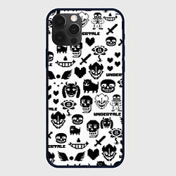 Чехол для iPhone 12 Pro UNDERTALE WHITE PATTERN, цвет: 3D-черный