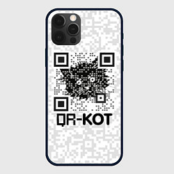 Чехол для iPhone 12 Pro QR код котик, цвет: 3D-черный