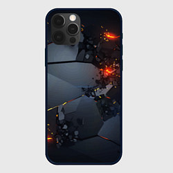 Чехол для iPhone 12 Pro НЕОНОВЫЙ ВЗРЫВ ПЛИТЫ, ОБЛОМКИ NEON EXPLOSION, цвет: 3D-черный